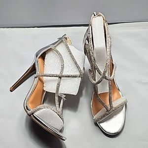 New INC Silver Cryatal Heels size 7M